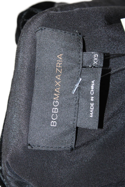 BCBGMAXAZRIA Women Designer Black V-Neck Button 3/4 Sleeve Blazer Size 2XS
