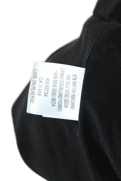BCBGMAXAZRIA Women Designer Black V-Neck Button 3/4 Sleeve Blazer Size 2XS