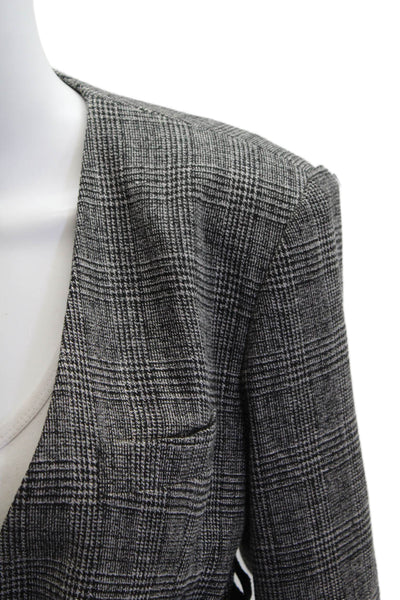 Seek The Label Women Black Checked Blazer V-Neck Button Long Sleeve Size M