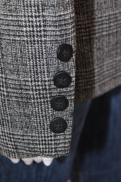 Seek The Label Women Black Checked Blazer V-Neck Button Long Sleeve Size M