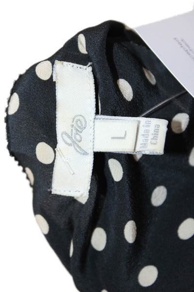 Joie Womens Silk Polka Dot Camisole Sleeveless Black Size L