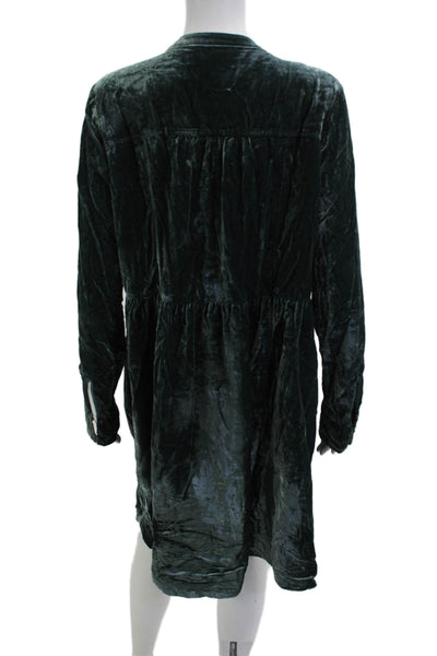 Holding Horses Women Shirt Dress Green Long Sleeve Bohemian Size L