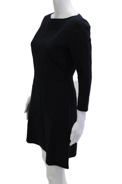 Theory Women A-Line Black Wool 3/4 Sleeve Dress Size 4