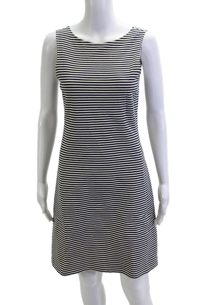 Theory Womens Shift Dress Black Striped Sleeveless Mid-Calf Size S