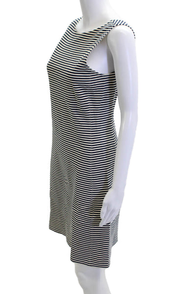 Theory Womens Shift Dress Black Striped Sleeveless Mid-Calf Size S
