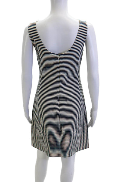 Theory Womens Shift Dress Black Striped Sleeveless Mid-Calf Size S