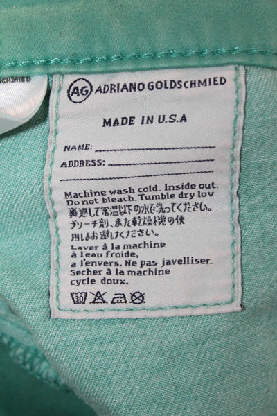 Adriano Goldschmied Womens Cropped Ankle Green Pants Button Cotton Blend Size M