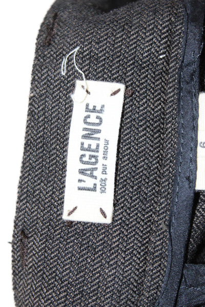 L Agence Womens Dress Pants Dark Gray Herringbone Wool Blend Size 6