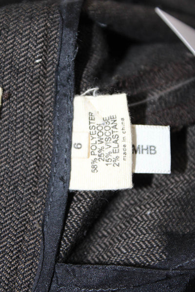L Agence Womens Dress Pants Dark Gray Herringbone Wool Blend Size 6