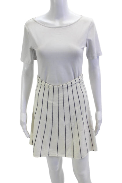 Theory Women A-Line Mini Skirt White Striped Size 6