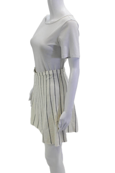 Theory Women A-Line Mini Skirt White Striped Size 6