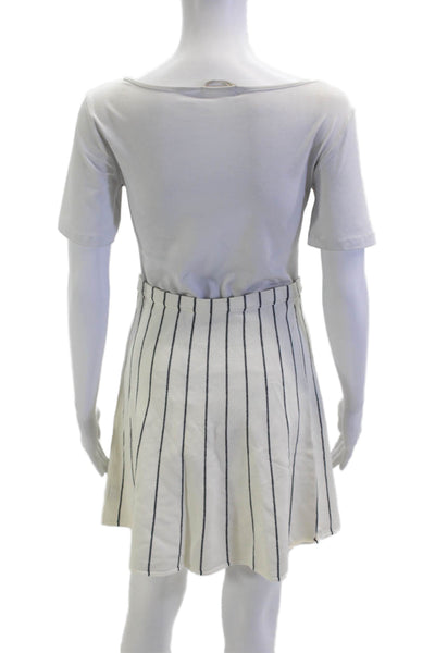 Theory Women A-Line Mini Skirt White Striped Size 6