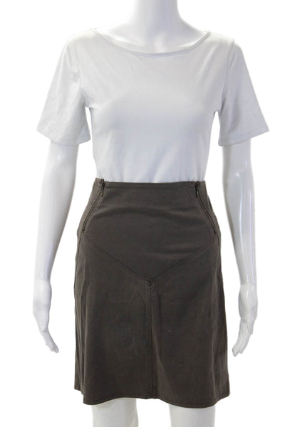 Ronen Chen Women A-Line Straight Pencil Skirt Dark Gray Cotton Knee Size 10