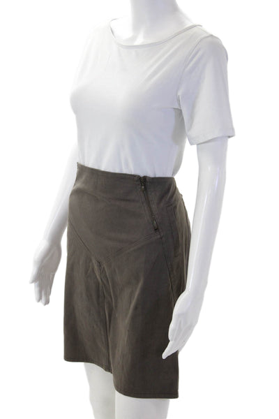 Ronen Chen Women A-Line Straight Pencil Skirt Dark Gray Cotton Knee Size 10