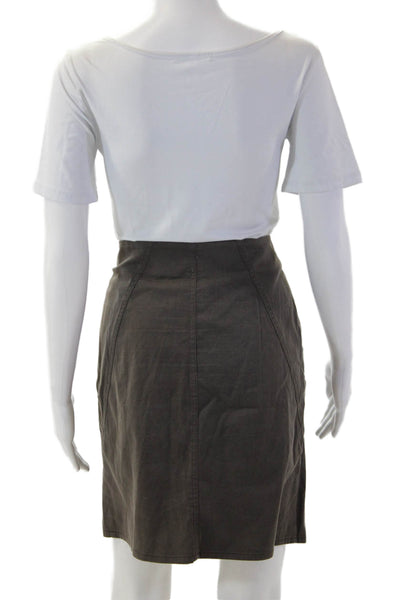 Ronen Chen Women A-Line Straight Pencil Skirt Dark Gray Cotton Knee Size 10