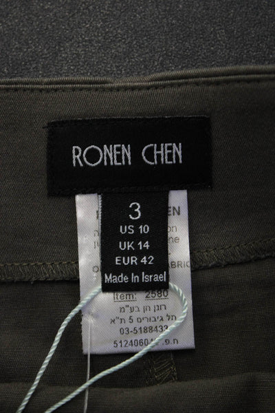Ronen Chen Women A-Line Straight Pencil Skirt Dark Gray Cotton Knee Size 10