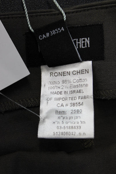 Ronen Chen Women A-Line Straight Pencil Skirt Dark Gray Cotton Knee Size 10
