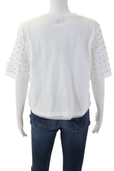 J Crew Womens Cropped T-Shirt White Short Sleeve Crew Neck Size S