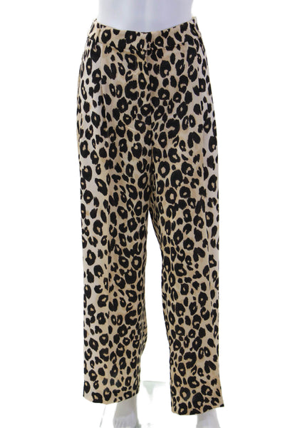 Ann Taylor Womens Dress Pants Beige Animal Print Petite Size 10