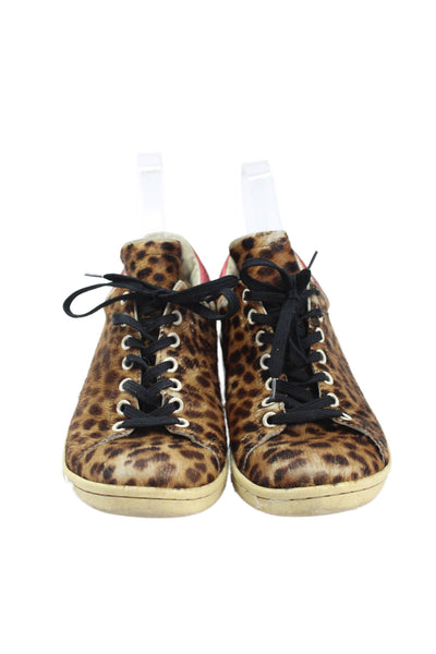 Isabel Marant Womens Pony Hair Animal Print low top Sneakers Brown Size 37 7