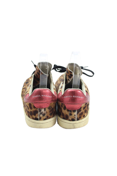 Isabel Marant Womens Pony Hair Animal Print low top Sneakers Brown Size 37 7
