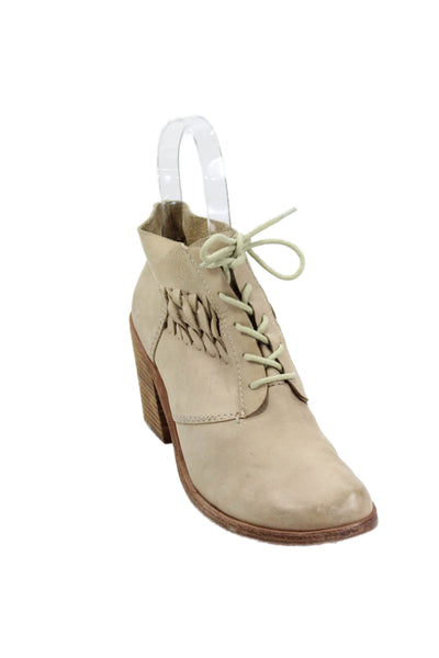 Modern Vintage Womens Leather Ankle Boots Beige Size 37 7