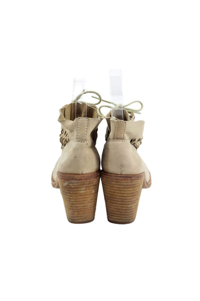 Modern Vintage Womens Leather Ankle Boots Beige Size 37 7