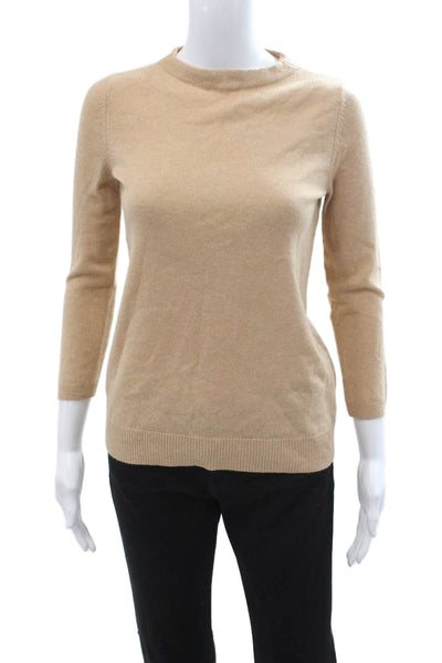 Talbots Women 100% Cashmere Mock Neck Pullover Beige Sweater Size XS