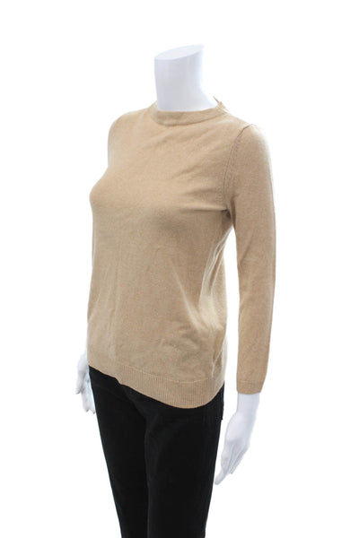 Talbots Women 100% Cashmere Mock Neck Pullover Beige Sweater Size XS
