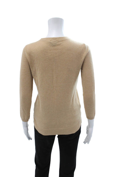 Talbots Women 100% Cashmere Mock Neck Pullover Beige Sweater Size XS