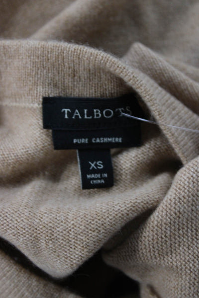 Talbots Women 100% Cashmere Mock Neck Pullover Beige Sweater Size XS