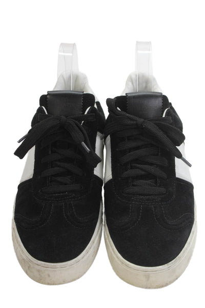Valentino Garavani Womens Suede Low Top Sneakers Black White Size 38.5 8.5