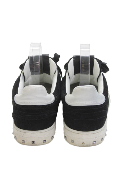 Valentino Garavani Womens Suede Low Top Sneakers Black White Size 38.5 8.5