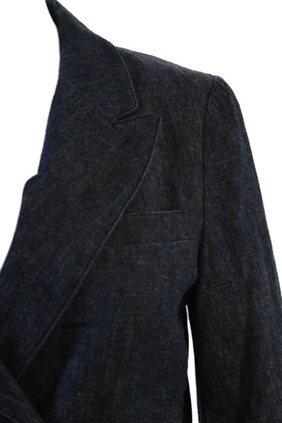 Marni Womens Denim Double Breasted 3/4 Sleeve Unlined Blazer Blue Size XS
