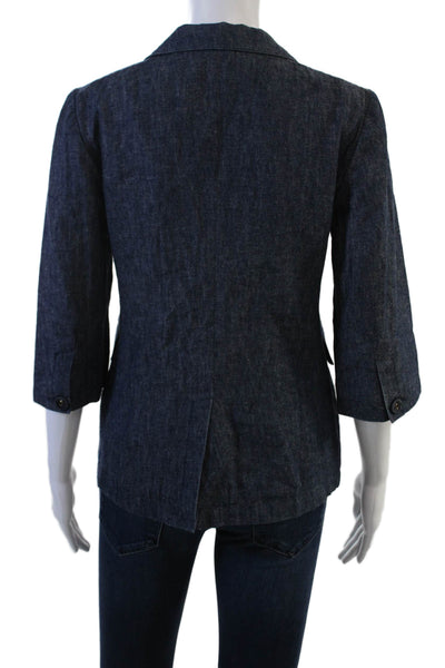Marni Womens Denim Double Breasted 3/4 Sleeve Unlined Blazer Blue Size XS