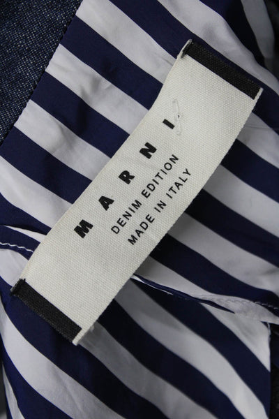 Marni Womens Denim Double Breasted 3/4 Sleeve Unlined Blazer Blue Size XS