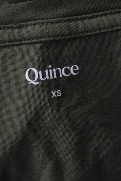 Quince Women Basic V-Neck Short Sleeve Army Green T-Shirt Size XS