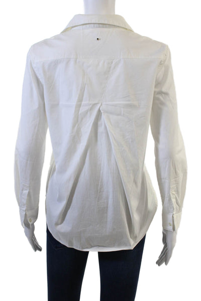 Cuyana Women Collared Long Sleeve Basic Button-Up Top White Cotton Size XS