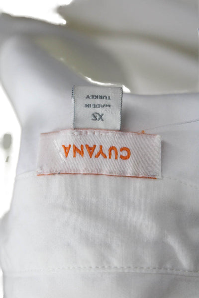 Cuyana Women Collared Long Sleeve Basic Button-Up Top White Cotton Size XS
