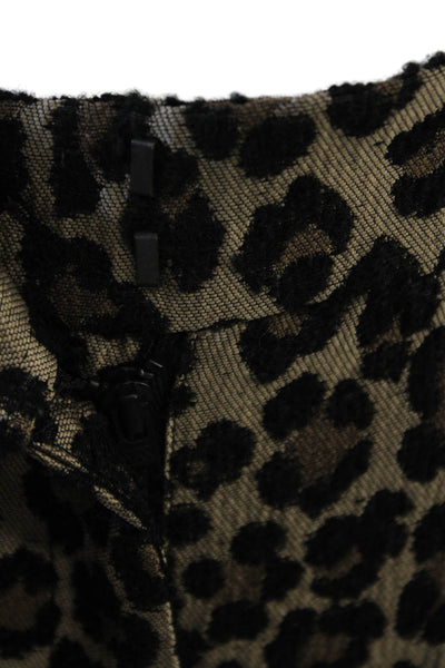 Sezane Women Ankle Cropped Beige Animal Print Pants Size 34