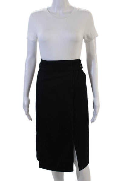 Soeur Womens Wrap Skirt Black Virgin Wool Blend Knee Length Size S