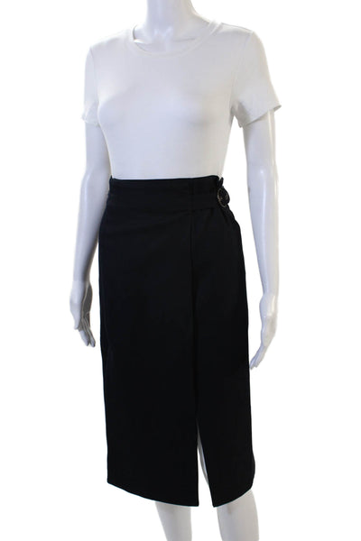 Soeur Womens Wrap Skirt Black Virgin Wool Blend Knee Length Size S
