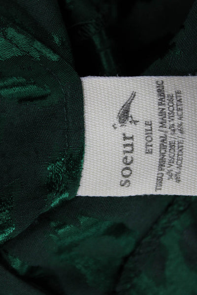 Soeur Women A-Line Mini Animal Print Green Dress 3/4 Sleeve Size 36