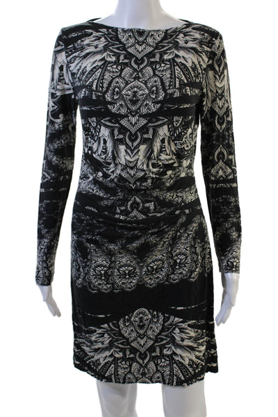 Artelier Nicole Miller Women Black Bodycon Sheath Dress Long Sleeve Size M
