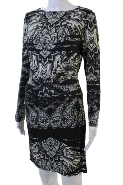 Artelier Nicole Miller Women Black Bodycon Sheath Dress Long Sleeve Size M