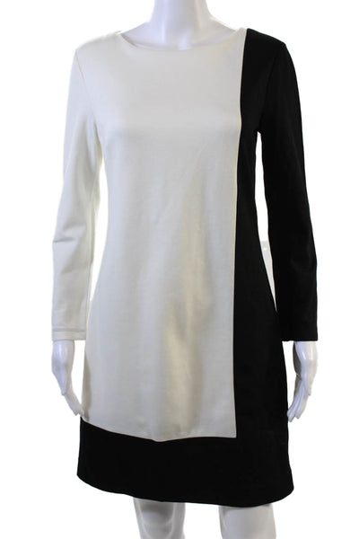 Trina Turk Women Shift Dress Long Sleeve Round Neck Black Size 8