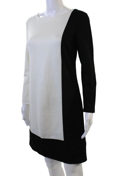 Trina Turk Women Shift Dress Long Sleeve Round Neck Black Size 8