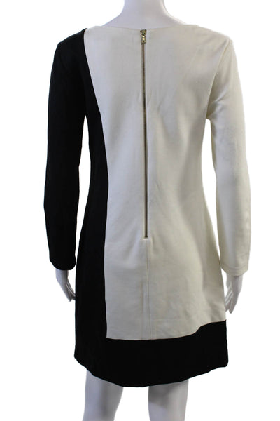 Trina Turk Women Shift Dress Long Sleeve Round Neck Black Size 8