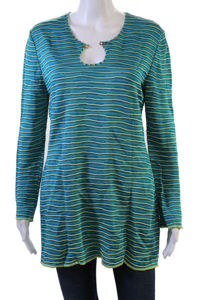 St. John Collection By Marie Gray Womens Tunic Blue Striped Long Sleeve Size S