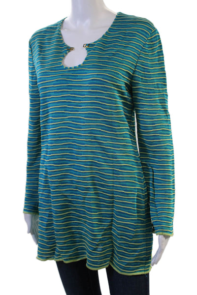 St. John Collection By Marie Gray Womens Tunic Blue Striped Long Sleeve Size S